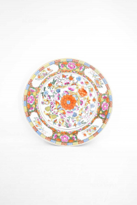 Plate Decorative Ceramic Style Oriental Hand Made White Fantasy Flower Central