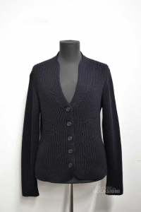 Cardigan Woman Woolrich Blue Dark Size.l 50% Wool,50% Acrilica