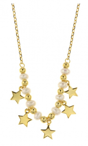 BY SIMON - Collana in Argento 925 con perle e stelle pendenti
