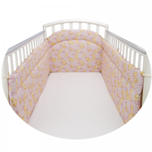  Paracolpi Lettino Neonato Lati Lunghi Prodotto Certificato - Made in Italy- Lati Lunghi Orsetto Marinaio Rosa