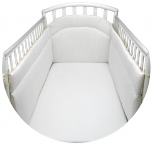 Paracolpi Lettino Neonato Lati Lunghi Double Face Tortora + Pois Tortora/Bianco