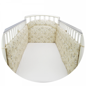  Paracolpi Lettino Neonato Lati Lunghi Prodotto Certificato - Made in Italy - Lati Lunghi Gattino Beige