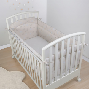Paracolpi Lettino Neonato 4 Lati Prodotto Certificato - Made In Italy -  4 Lati Orsetto Beige