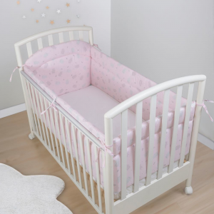 Paracolpi Lettino Neonato 4 Lati Prodotto Certificato - Made In Italy -  4 Lati Orsetto Rosa