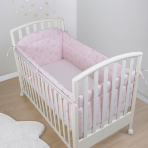 Luchild Paracolpi Lettino Neonato Culla 2m Grigio+Bianco+Rosa