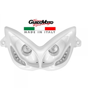 Maschera Faro Alogeni REPLAY RR8 Per MBK 50 E Yamaha Aerox 50 – Nero Con LED Bianchi, Omologata