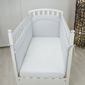  Paracolpi Lettino Neonato Lati Lunghi Prodotto Certificato - Made in Italy - Lati Lunghi Grigio