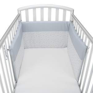  Paracolpi Lettino Sfoderabile per Culla con Cerniera Facile da Lavare 100% Cotone di Piquet Spessore 4 Cm (Sellina Grigio)