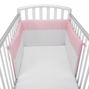  Paracolpi Lettino Sfoderabile per Culla con Cerniera Facile da Lavare 100% Cotone di Piquet Spessore 4 Cm (Sellina Rosa)-2