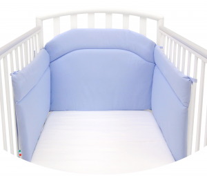 Paracolpi Lettino Neonato Culla Prodotto Certificato - Made In Italy - Lati Corti Colore Azzurro
