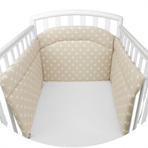 Paracolpi Lettino Neonato Culla Prodotto Certificato - Made In Italy - Lati Corti Stella Beige