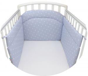 Paracolpi Lettino Neonato Culla Prodotto Certificato - Made In Italy - Lati Corti Stellina Azzurra