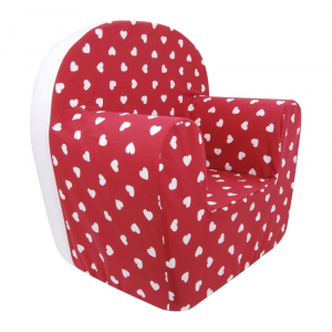 Poltroncina in Puro Cotone Sfoderabile - Cuori Rosso Bianco