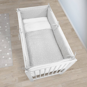Set Paracolpi Lettino con Piumino Lettino Compatibile Lettini Ikea - Copripiumino e Federa Cuscino 