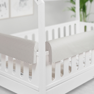 Paracolpi Lettino Montessori 90 Cm Riduttore Lettino Protezione Letto - 90 Cm, ZigZag Grigio