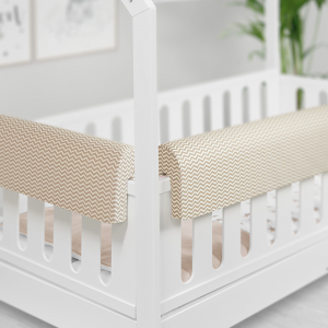 Paracolpi Lettino Montessori 90 Cm Riduttore Lettino Protezione Letto - 90 Cm, ZigZag Beige