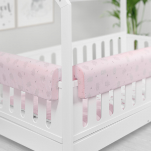 Paracolpi Lettino Montessori 90 Cm Riduttore Lettino Protezione Letto (90 Cm, Orsetto Rosa)