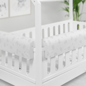 Paracolpi Lettino Montessori 70 Cm Riduttore Lettino Protezione Letto - 70 Cm, Orsetto Bianco