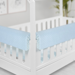 Paracolpi Lettino Montessori 90 Cm Riduttore Lettino Protezione Letto - 90 Cm, Minky Azzurro