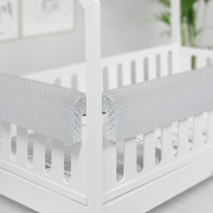 Paracolpi Lettino Montessori 70 Cm Riduttore Lettino Protezione Letto - 70 Cm, Minky Grigio