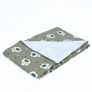 Coperta Carrozzina Double Face in Mussola e Jersey di Cotone- Fantasia Orso Beige