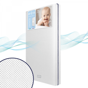 Materasso Lettino Neonato Antisoffoco - Bianco/Blu, 64x124