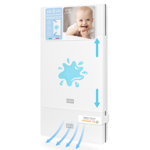 Materasso Lettino Airflow Antisoffoco + Salvapipì Tubolare (Bianco/Blu, 64x124)